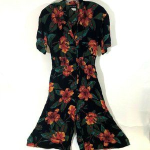 VTG Phoebe Jumpsuit Tiger Lilly Wide Leg Shoulder Pad Gauze 80s